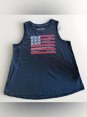 Abercrombie Kids Tank Top Size 15/16 Navy Blue American Flag Sleeveless
